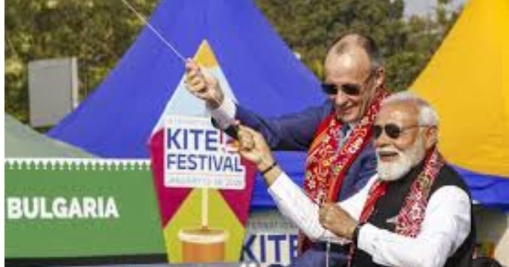PM Modi grandly inaugurated the International Kite Festival in Ahmedabad and flew kites with German Chancellor Merkel.
